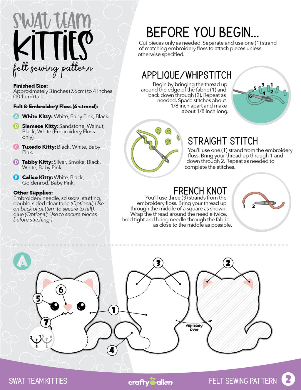 Kitschy Kitties 1 Felt Craft Pattern