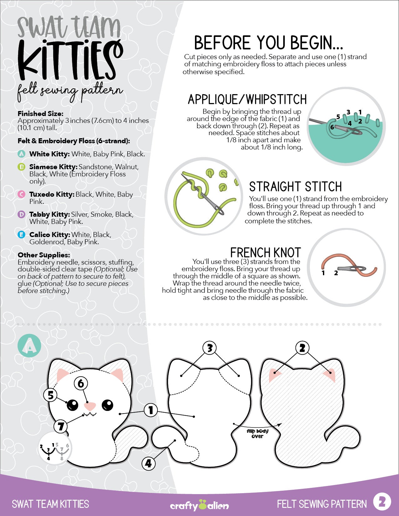 Kitschy Kitties 1 Felt Craft Pattern