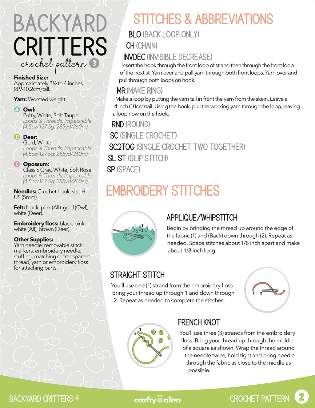 Backyard Critters 4 Crochet Amigurumi Pattern