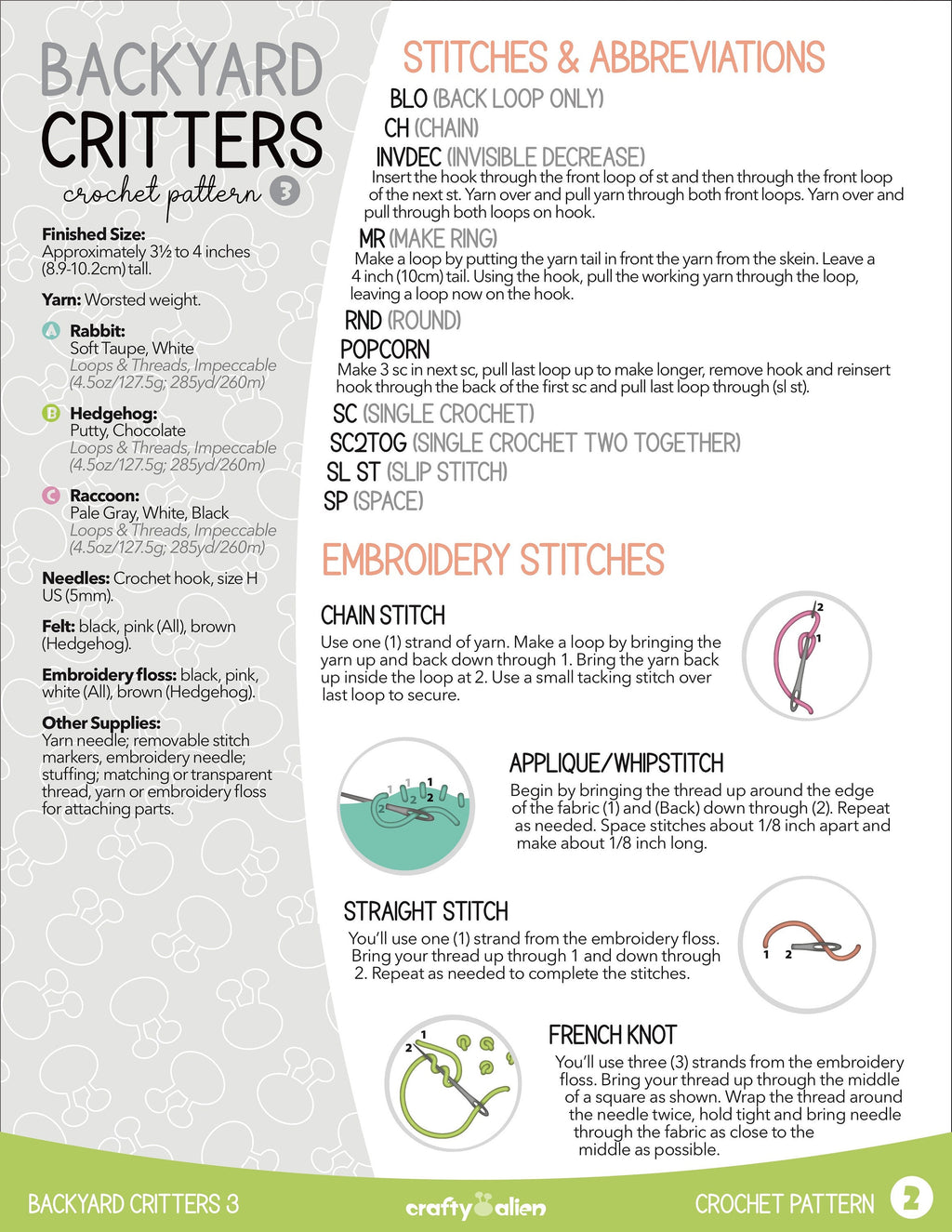 Backyard Critters 3 Crochet Amigurumi Pattern