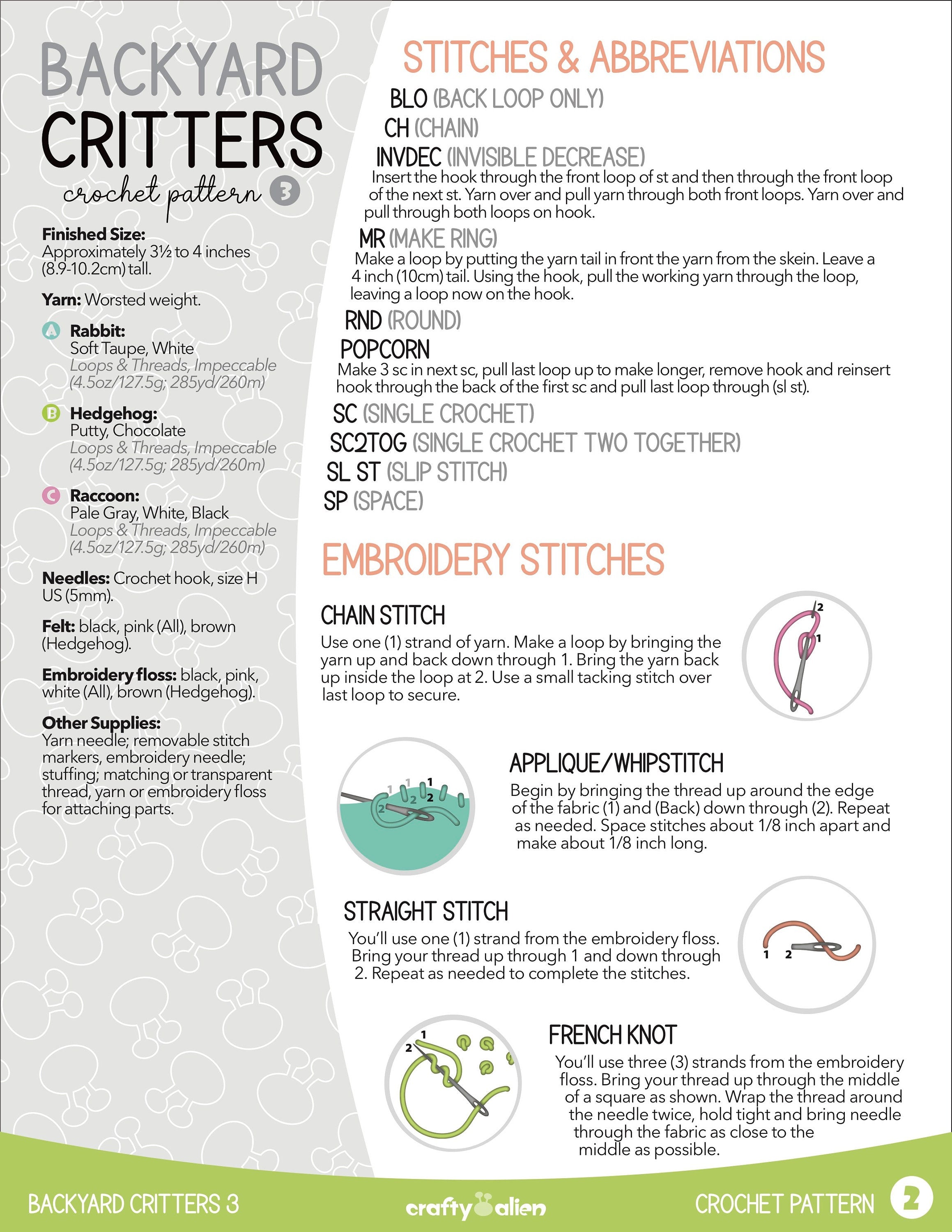Backyard Critters 3 Crochet Amigurumi Pattern