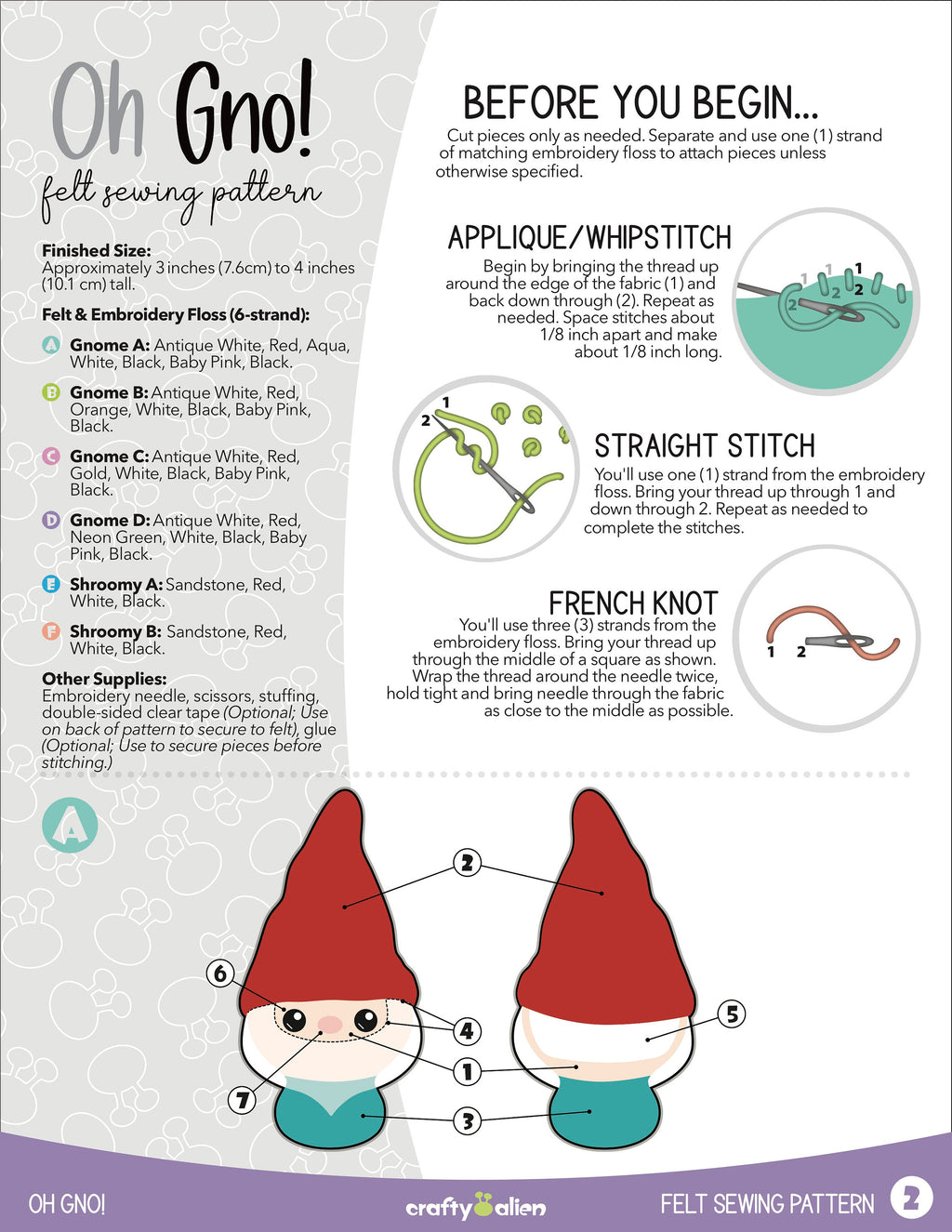 Oh Gno! Felt Craft Pattern Felt Sewing Pattern
