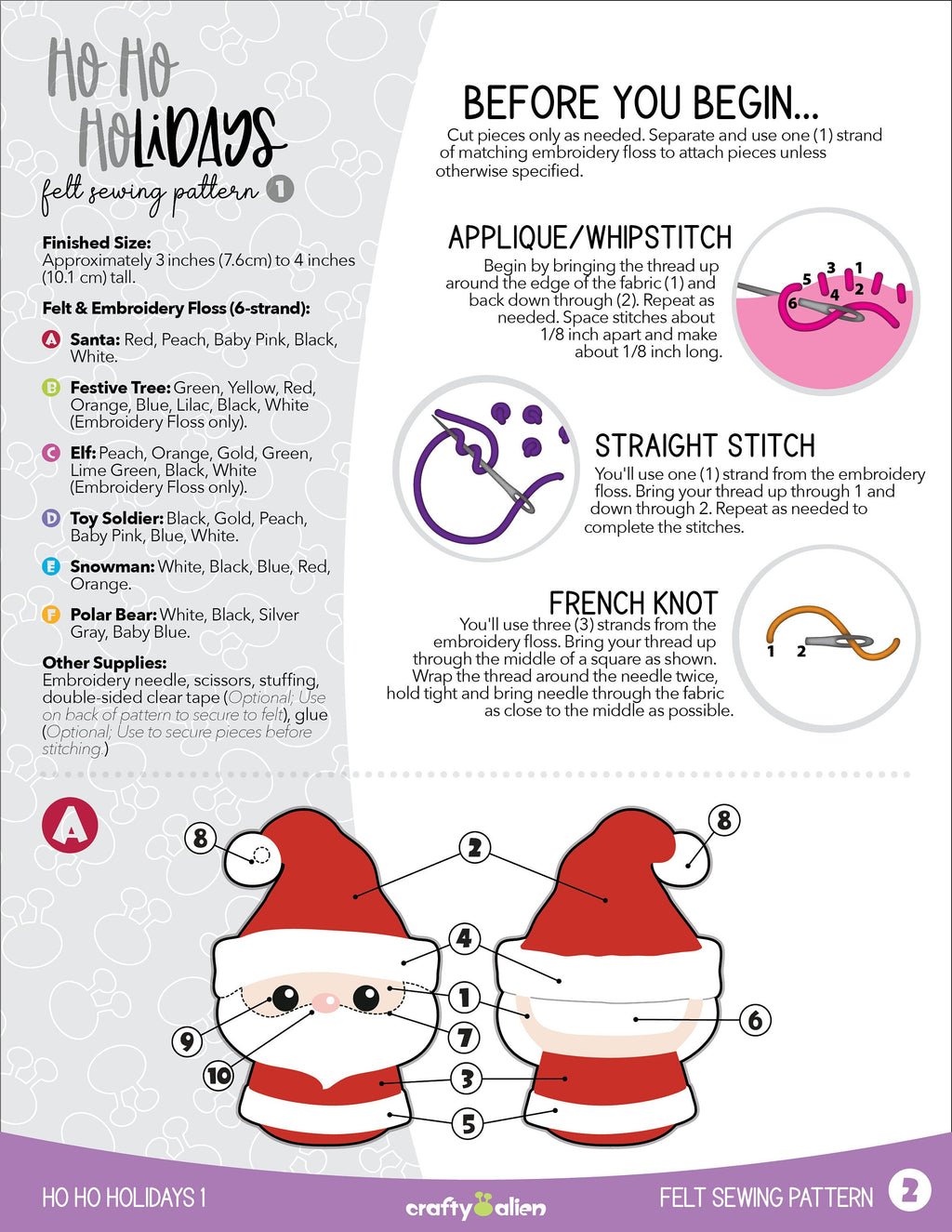 Ho Ho Holidays 1 Felt Craft Pattern