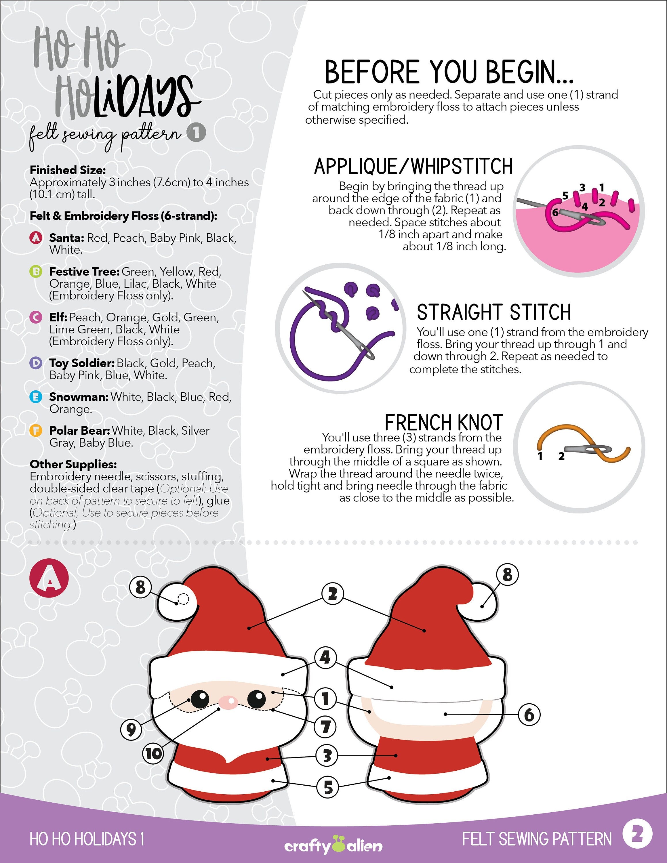 Ho Ho Holidays 1 Felt Craft Pattern