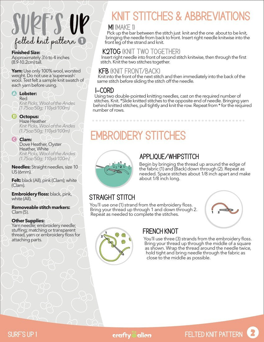 Surfs Up 1 Felted Knitting Pattern